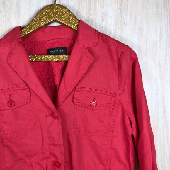 Talbots Coral Pink Button Lightweight Jacket - Picture 2 of 8